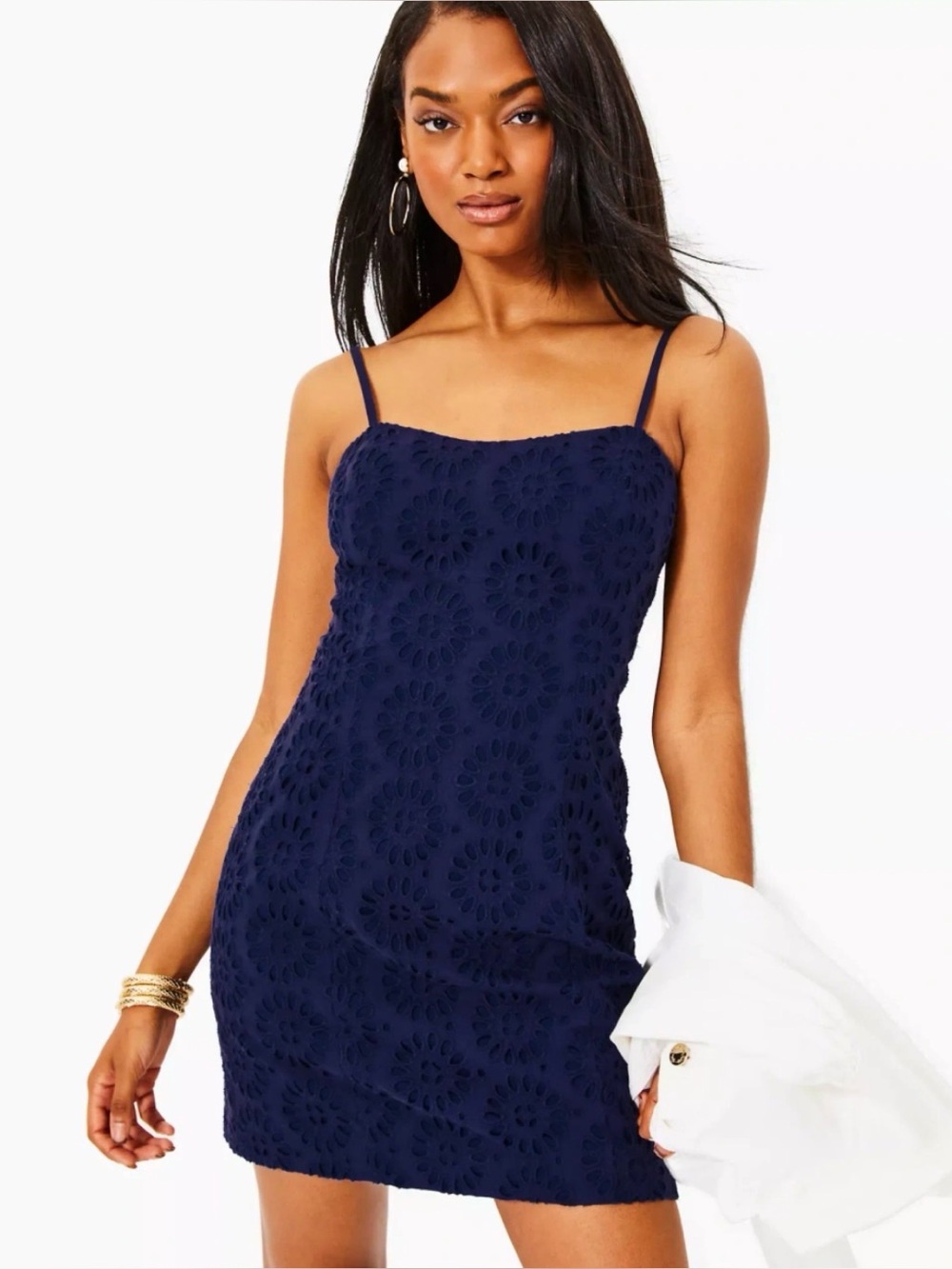 Lilly Pulitzer Navy Eyelet Spaghetti Strap Dress NWT
